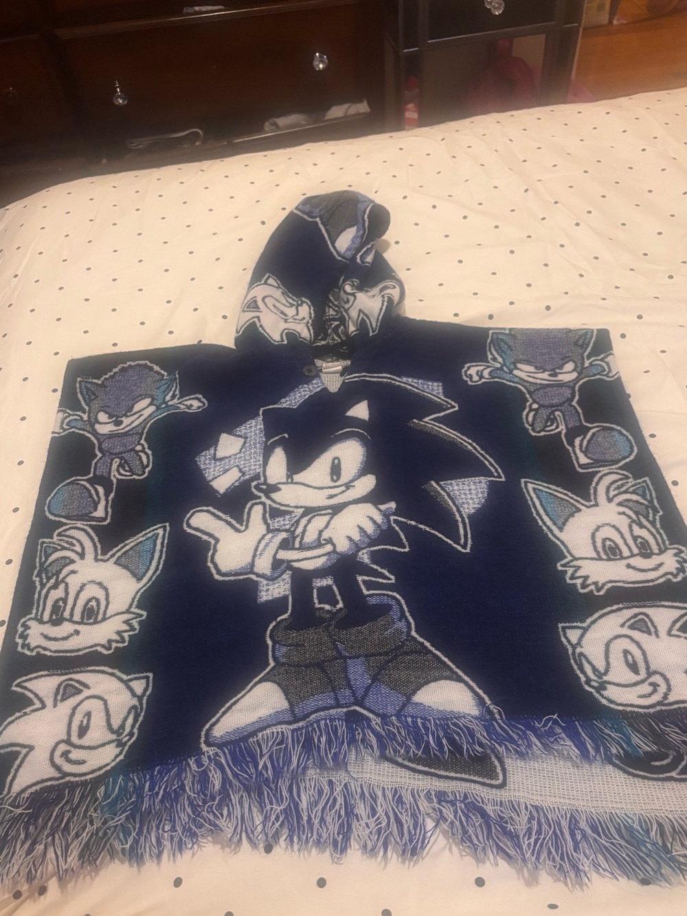 Sonic the Hedgehog Hooded Poncho - Navy Blue